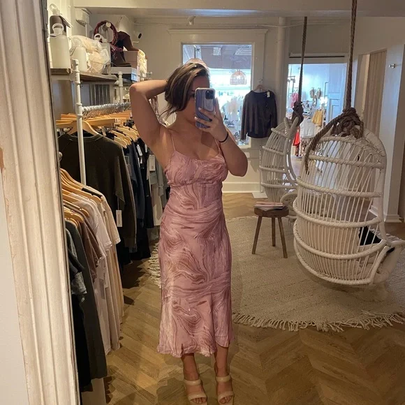 Swirl Midi Dress In Pink. - Picture 6 of 6